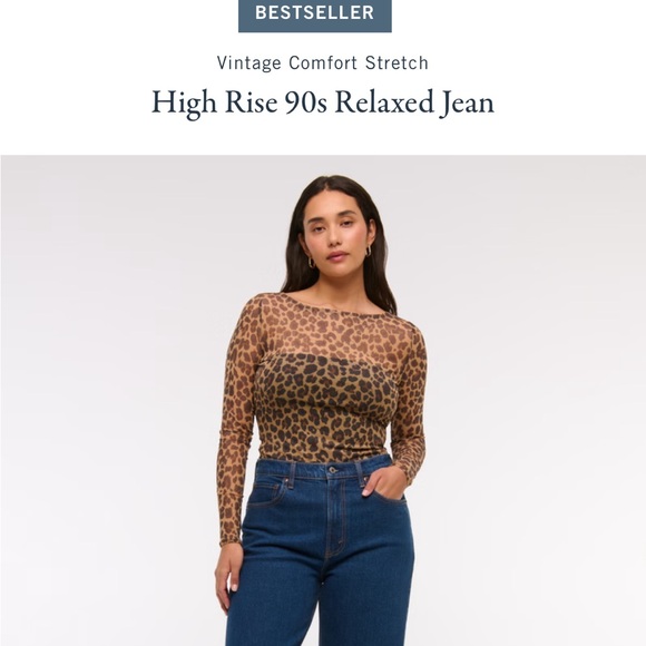 Like new - Abercrombie high rise 90s relaxed jean in Dark in 26 short - Picture 2 of 6